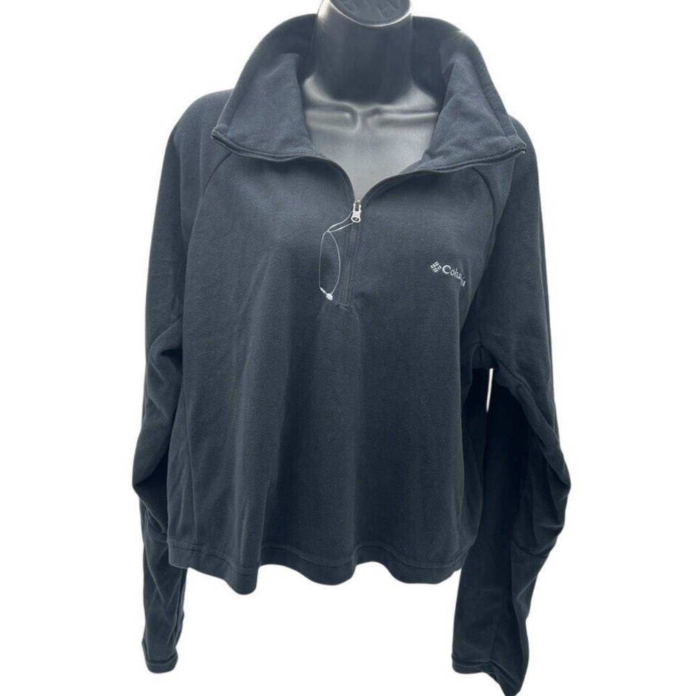 Columbia Womens Black 1/4 Zip Fleece Pullover‎ Jacket XL 
 Raglan Sleeve NWOT